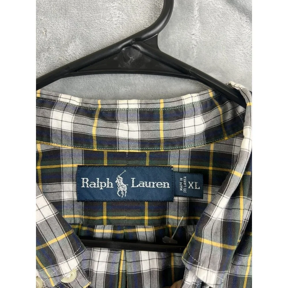 Ralph Lauren Polo Men's XL Green/yellow Plaid Button-Down  Shirt‎